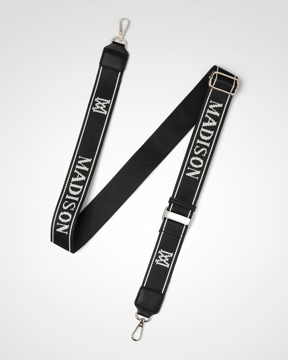 Madison Madison Stripe & Monogram Contrast Bag Strap - Black & White ...