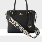 Angie Medium 3 Compartment Satchel Bag + Leopard Bag Strap