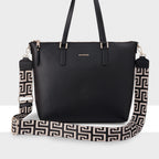 Inga Large Zip Top Tote Bag with Laptop Pocket + Graphic Bag Strap