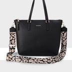 Inga Large Zip Top Tote Bag with Laptop Pocket + Leopard Bag Strap