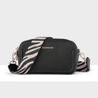 Maddie Double Zip Camera Crossbody Bag + Zebra Bag Strap