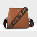 Joanie 3 Compartment Crossbody Bucket Bag + Aztec Bag Strap