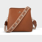 Joanie 3 Compartment Crossbody Bucket Bag + Aztec Bag Strap