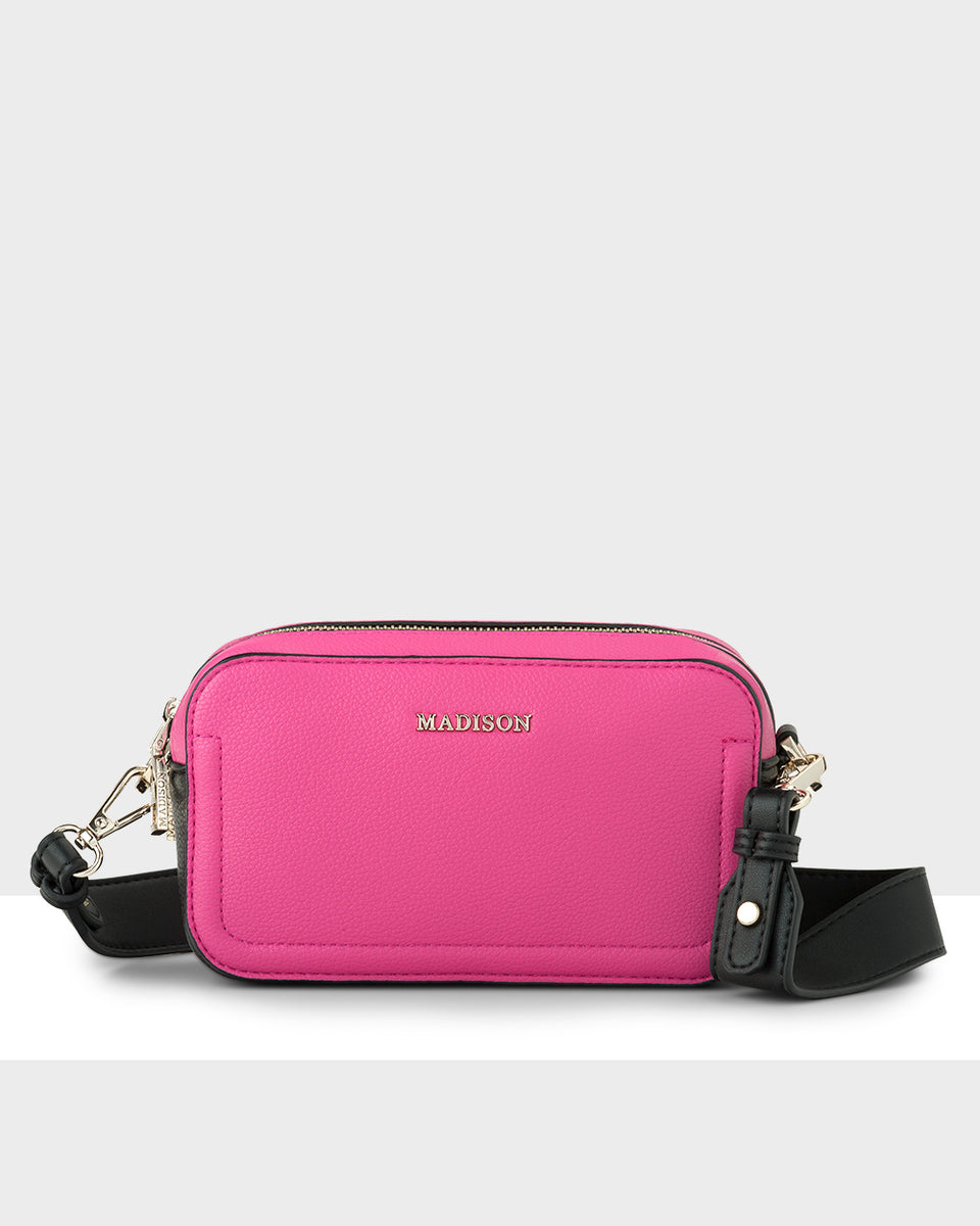 Madison Maddie Double Zip Camera Crossbody Bag with Wide Strap - Hot ...