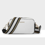 Maddie Double Zip Camera Crossbody Bag + Metallic Stripe Bag Strap