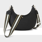 Pia Cresent Shoulder Bag with Crossbody Strap + Metallic Stripe Strap