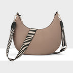 Pia Crescent Shoulder Bag with Crossbody Strap + Zebra Pattern Strap