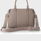Patricia Medium Zip Top Satchel with 3 Compartments and Webbing Crossbody Strap