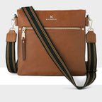 Renee Zip Top 2 Compartment Crossbody Bag + Stripe Bag Strap