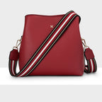 Joanie 3 Compartment Crossbody Bucket Bag + Stripe Bag Strap