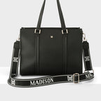 Riley Zip Top Tote + Monogram Stripe Bag Strap