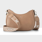 Simone Crescent Zip Top Small Crossbody Bag + Monogram Stripe Bag Strap