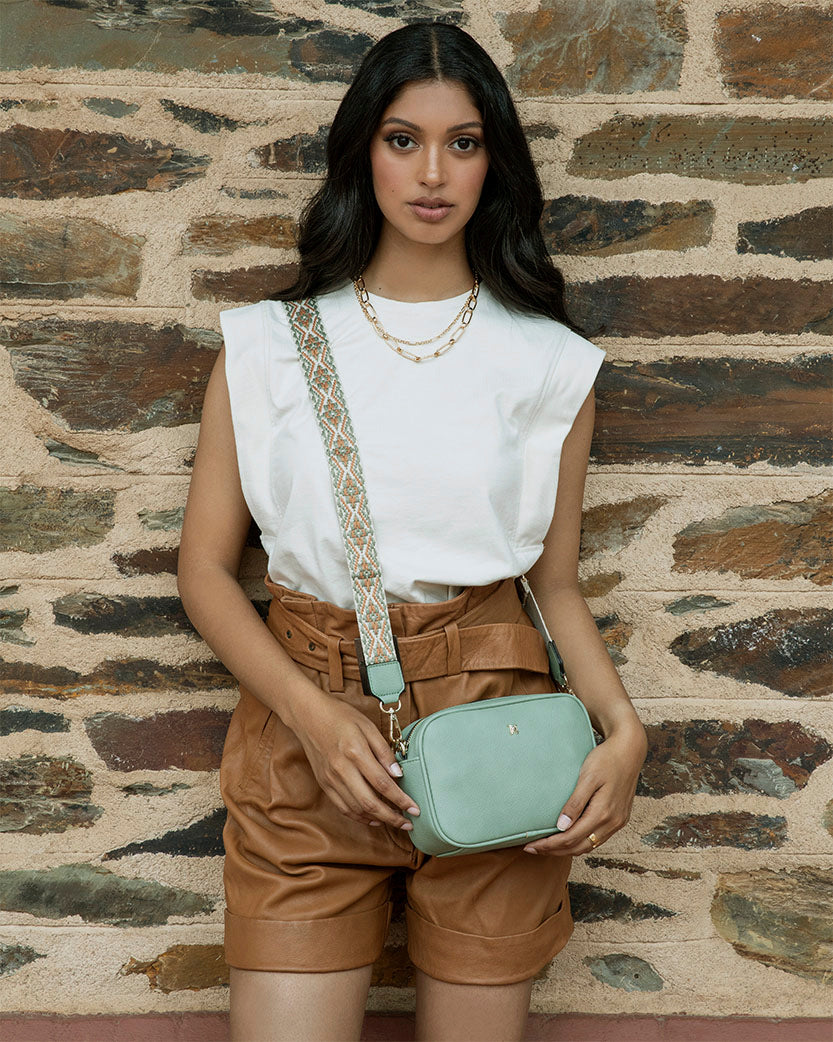 Brown Aztec Italian Webbing Crossbody Strap