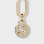 Letter S Charm with Oval Hinge Ring Clip