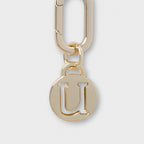 Letter U Charm with Oval Hinge Ring Clip