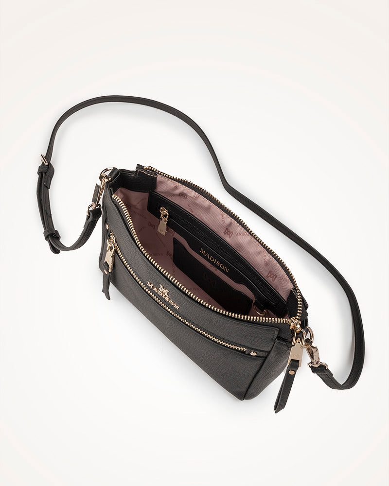 Madison Willow Zip Top Crossbody Bag Black Madison Accessories