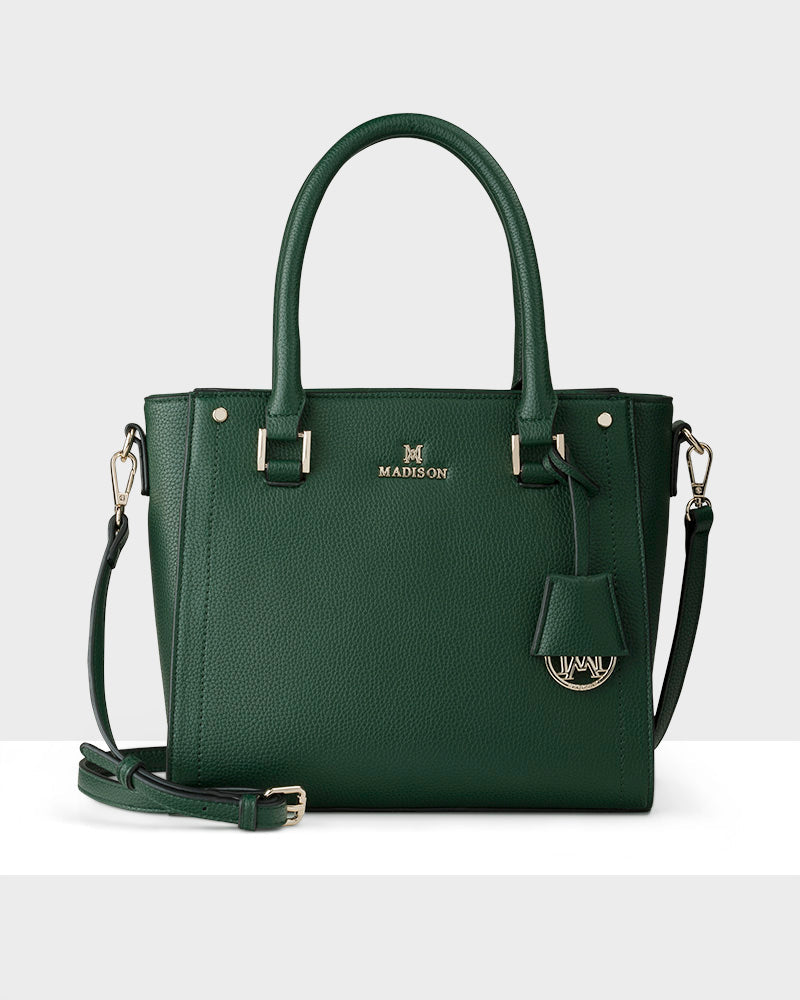 Madison Angie Medium 3 Compartment Satchel Bag Forest Green Madison Accessories