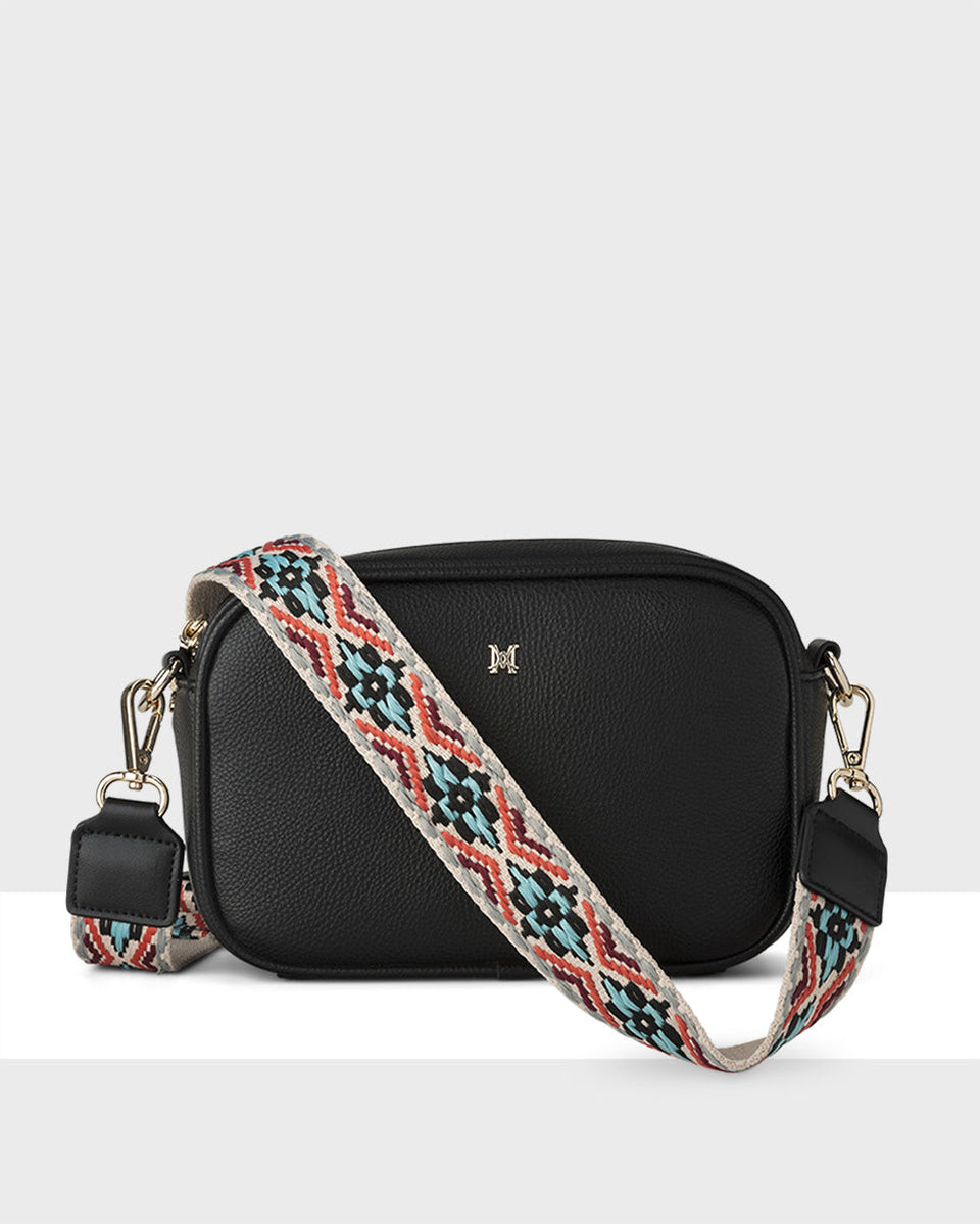 Madison Monica Camera Crossbody Bag + Aztec Bag Strap - Black ...